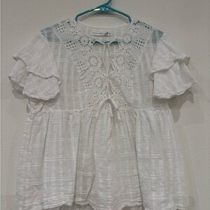 Altar'd State White Eyelet Tie-Front Top